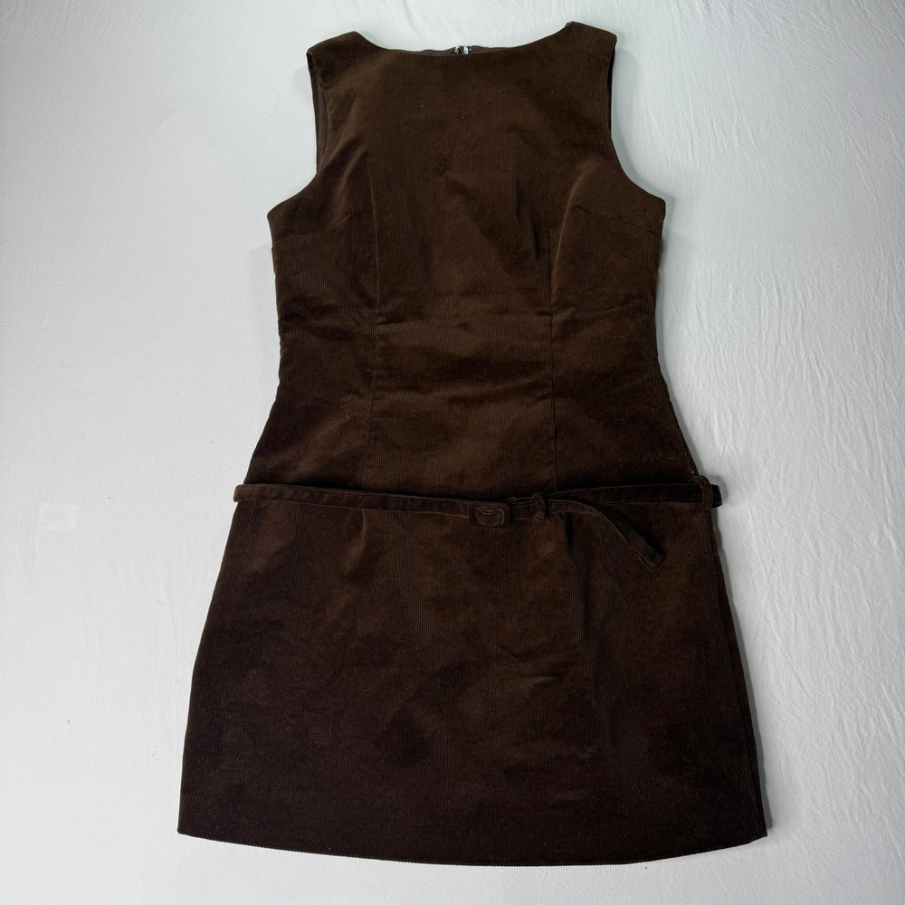 ASTR The Label Corduroy Mini‎ Dress Women's XS Brown Sleeveless Belted Retro Mod